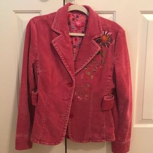 Oilily Corduroy Pink Embroidered Coat